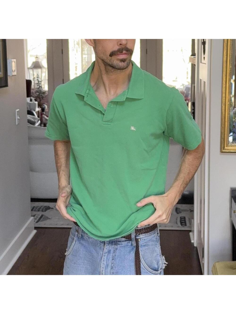 💚 Burberry London Green Polo Shirt — Size M